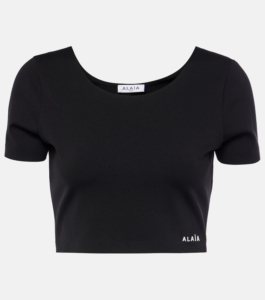 Alaïa Logo Crop Top In Black