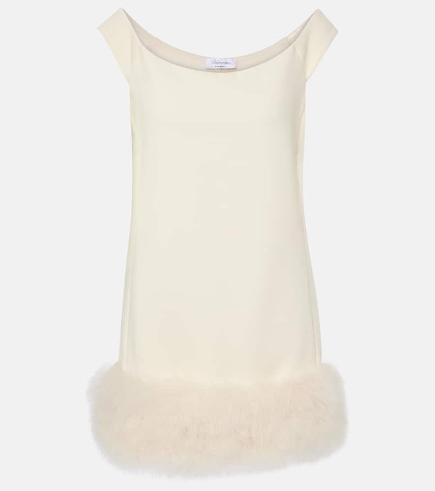 Blumarine Feather-trimmed Crêpe Minidress In White
