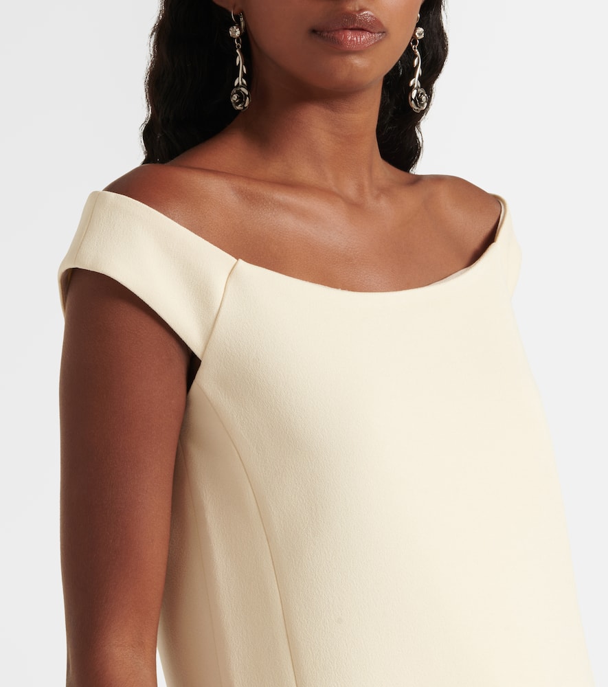 Blumarine Feather-trimmed Crêpe Minidress In White