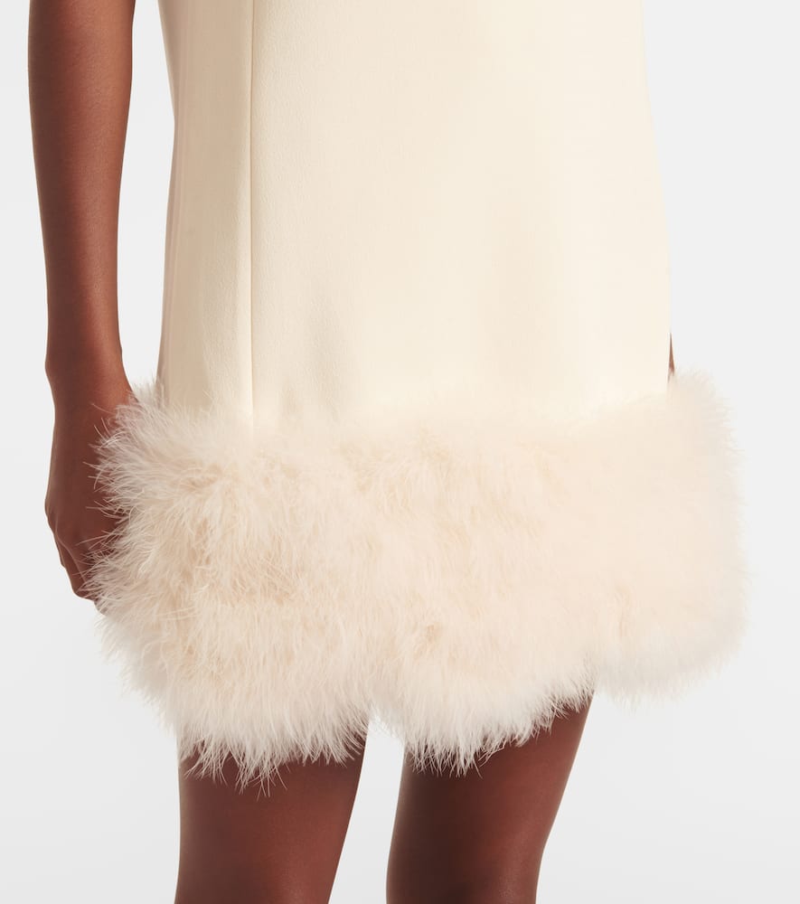 Blumarine Feather-trimmed Crêpe Minidress In White