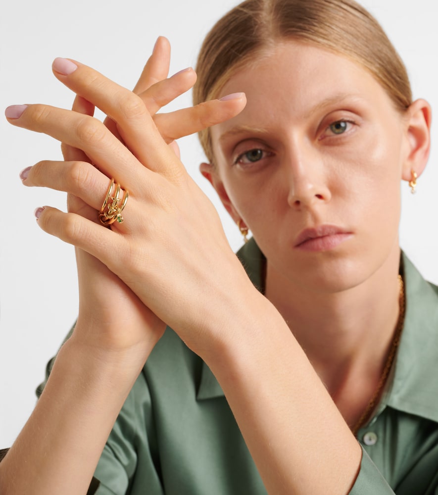 Spinelli Kilcollin Piera 18kt gold linked rings with emerald