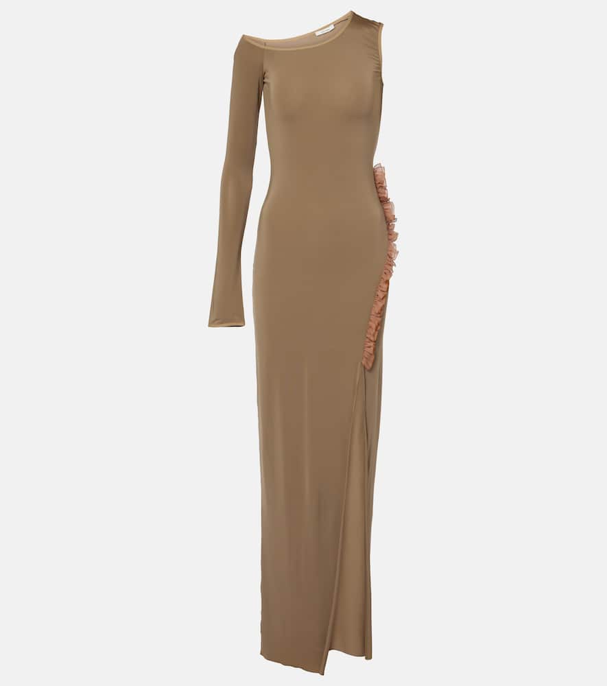 Asymmetric ruffled maxi dress