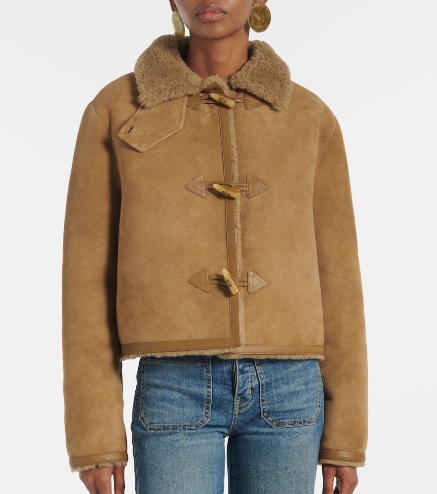 Shop Nili Lotan Benoite Shearling-lined Suede Jacket In Beige