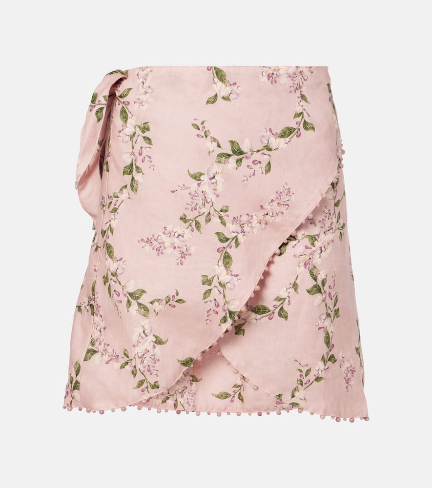 Shop Agua By Agua Bendita Agustina Wisteria Floral Linen Beach Cover-up In Pink
