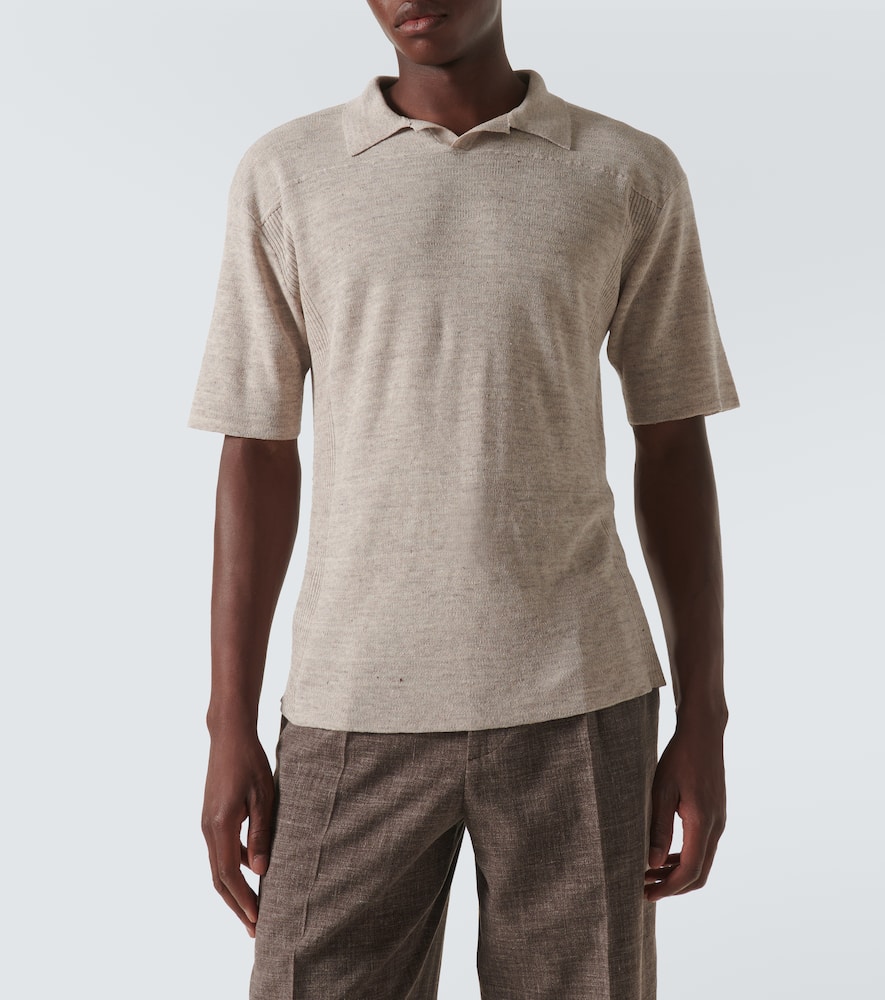 The Row Reggie Linen-blend Polo Shirt In Neutral