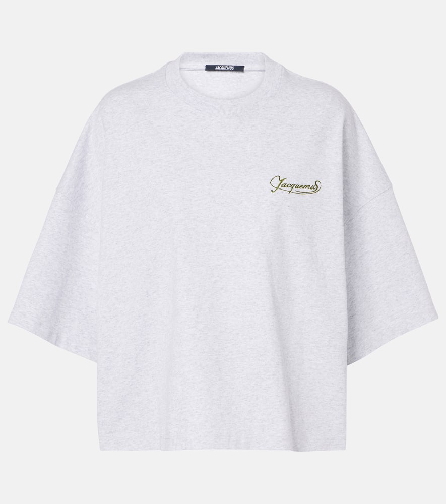 Jacquemus Short Sleeve Crew Neck Oversized Top In Grey