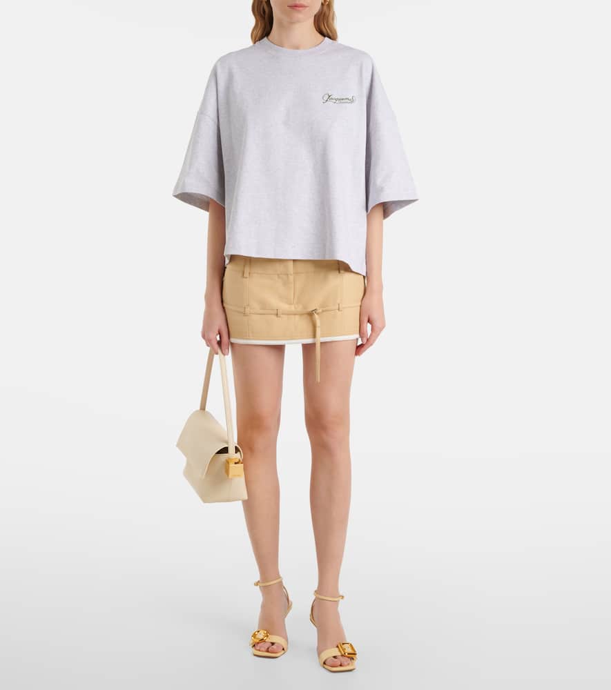 Jacquemus Short Sleeve Crew Neck Oversized Top In Grey