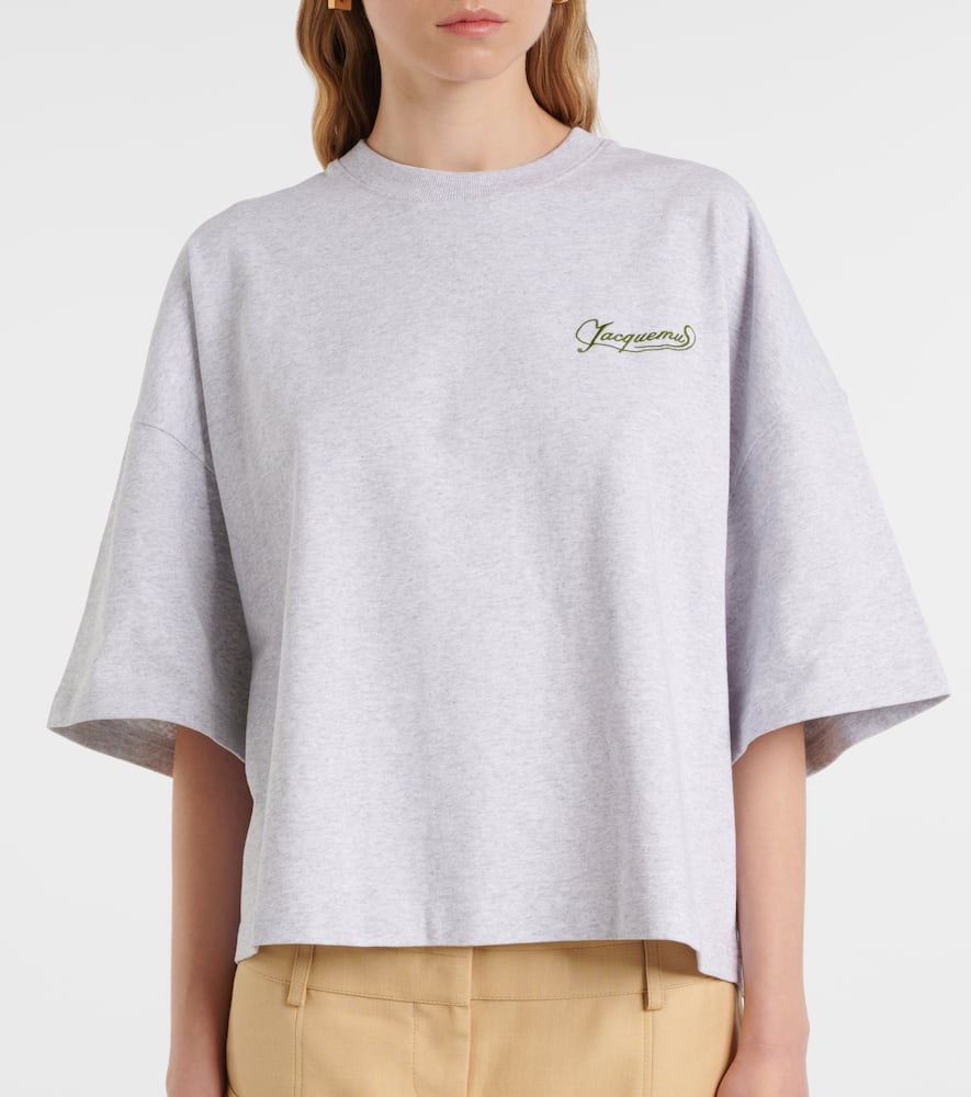 Jacquemus Short Sleeve Crew Neck Oversized Top In Grey