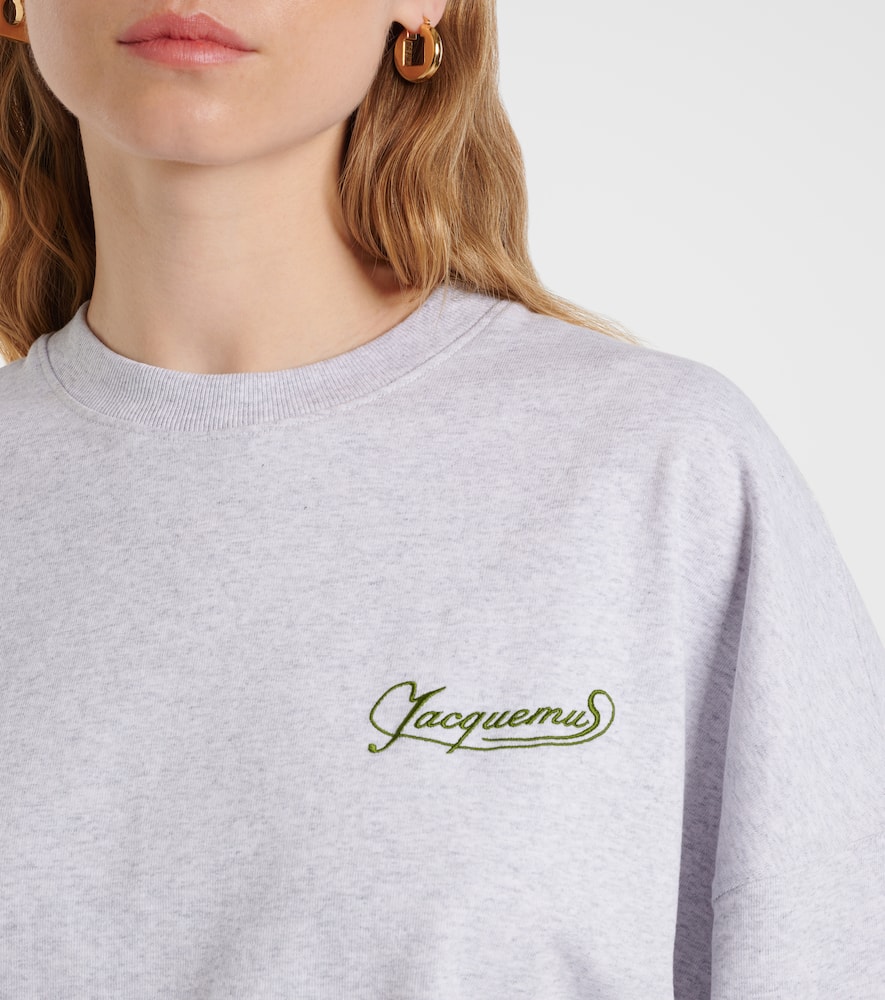 Jacquemus Short Sleeve Crew Neck Oversized Top In Grey
