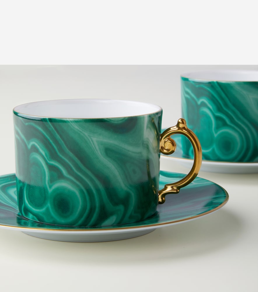  L'objet L'objet Set Malachite Aus Zwei Teetassen Und Untertassen 