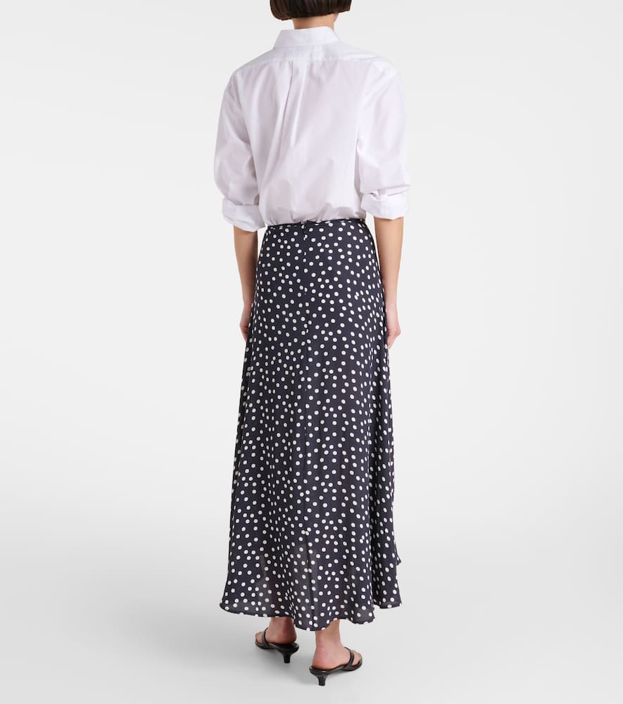 Shop Rixo London Areza Polka-dot Midi Skirt