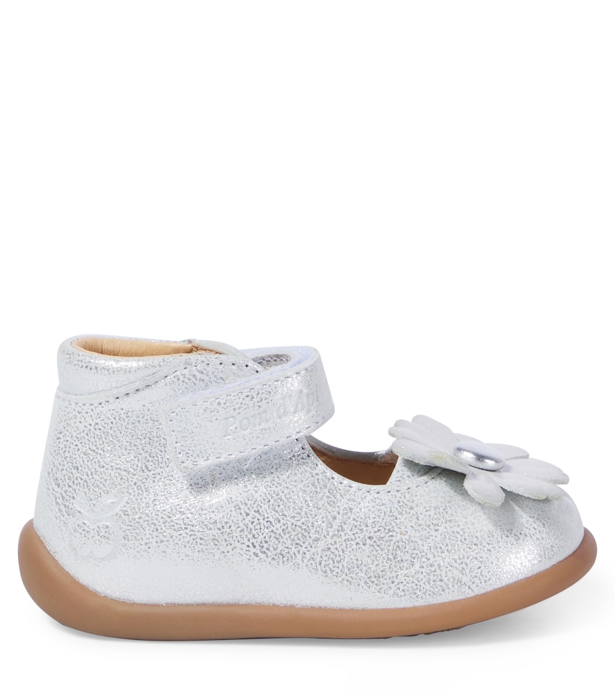  Pom D'api Pom D'api Baby Stand-up Daisy Metallic Leather Booties 