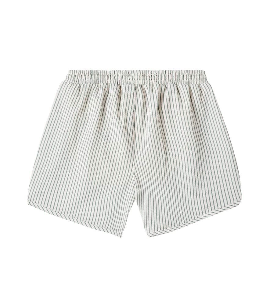 Konges Slojd Seer Asnou Striped Seersucker Swim Trunks In Green