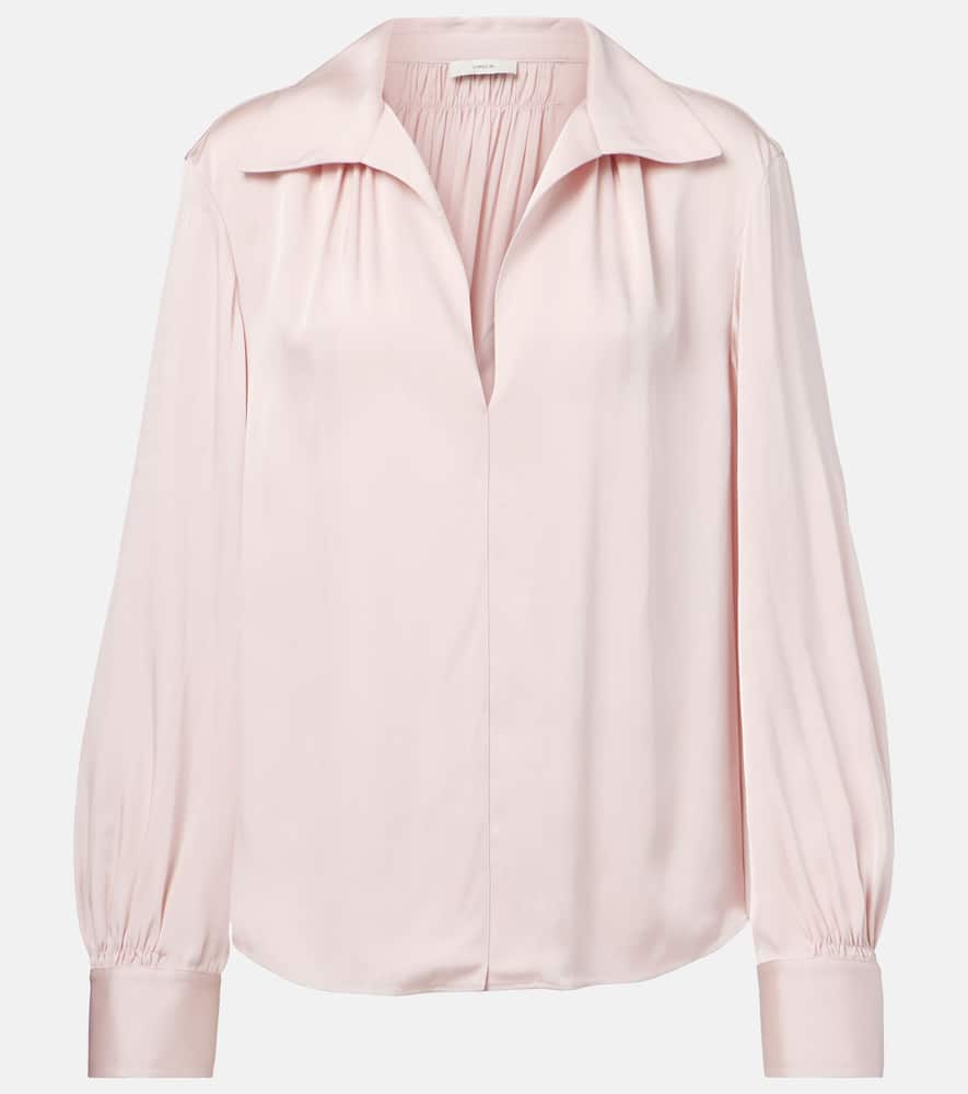 Vince Silk-blend Blouse In Pink
