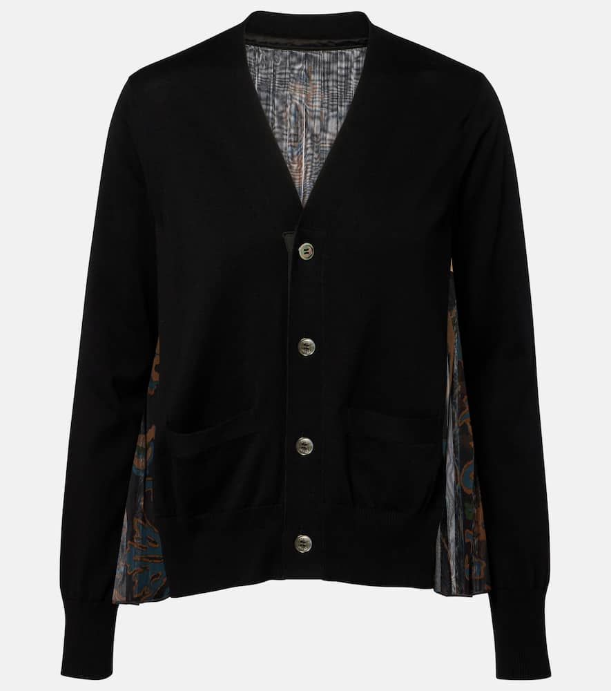Sacai Cotton Tulle Cardigan In Black