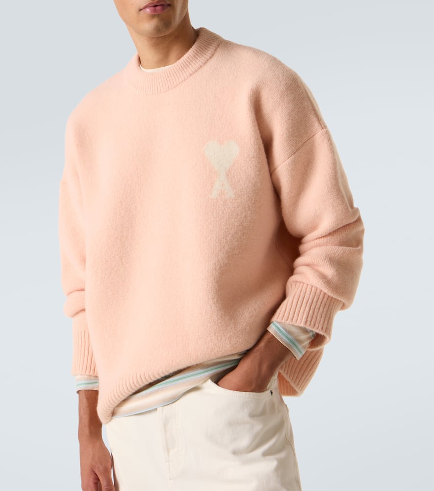 Ami Alexandre Mattiussi Ami De Caur Alpaca And Wool-blend Sweater In Pink