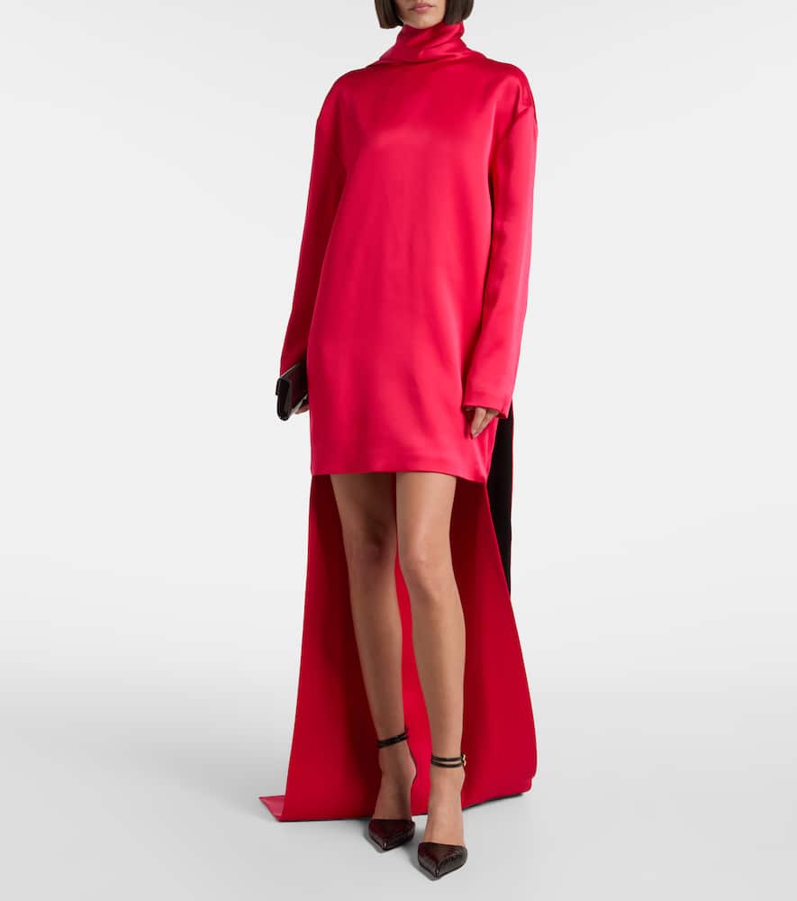 Tom Ford Asymmetric Scarf-detail Crêpe Cocktail Dress In Pink