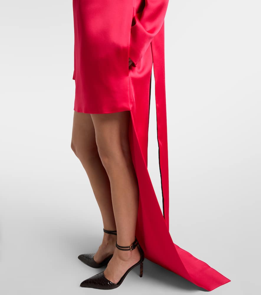 Tom Ford Asymmetric Scarf-detail Crêpe Cocktail Dress In Pink