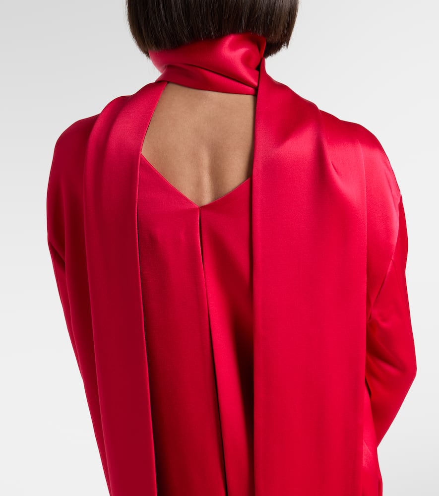 Tom Ford Asymmetric Scarf-detail Crêpe Cocktail Dress In Pink