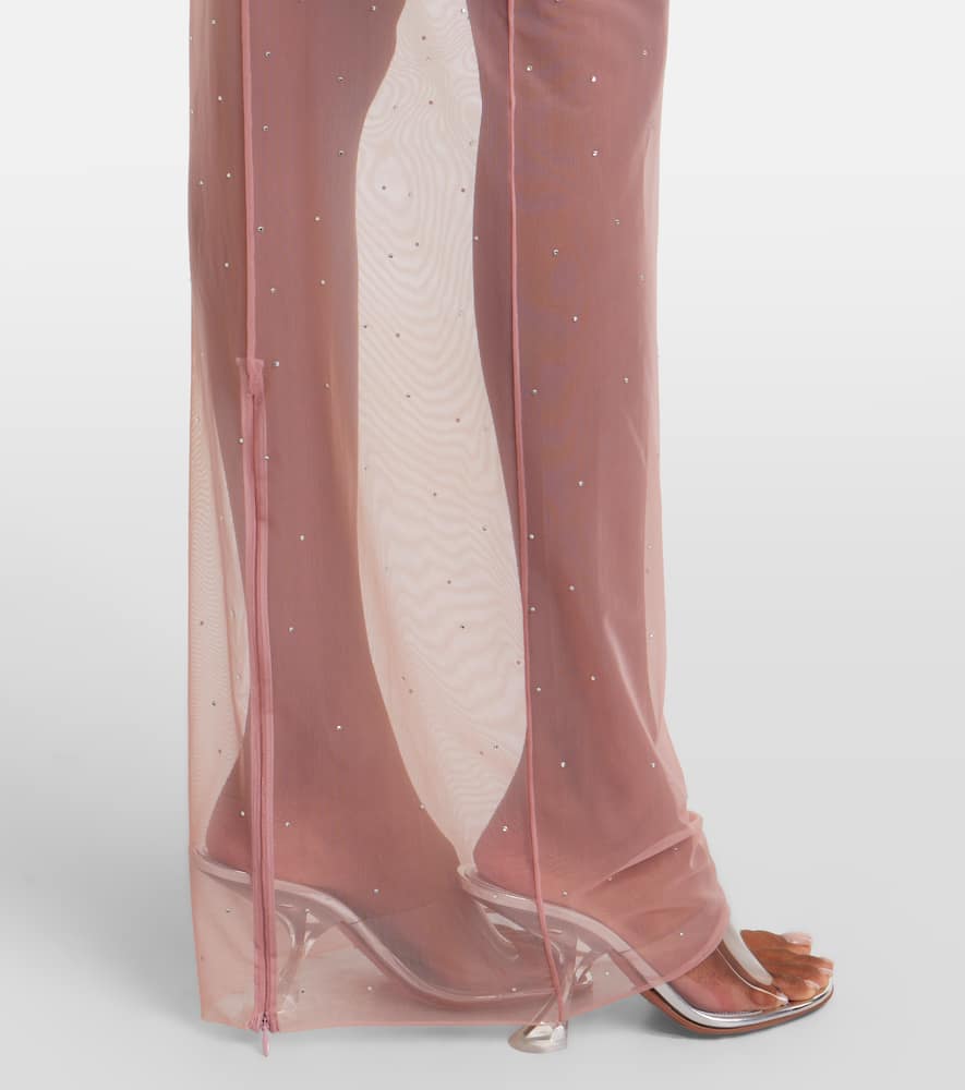 Alex Perry Crystal-embellished Mesh Maxi Dress In Pink