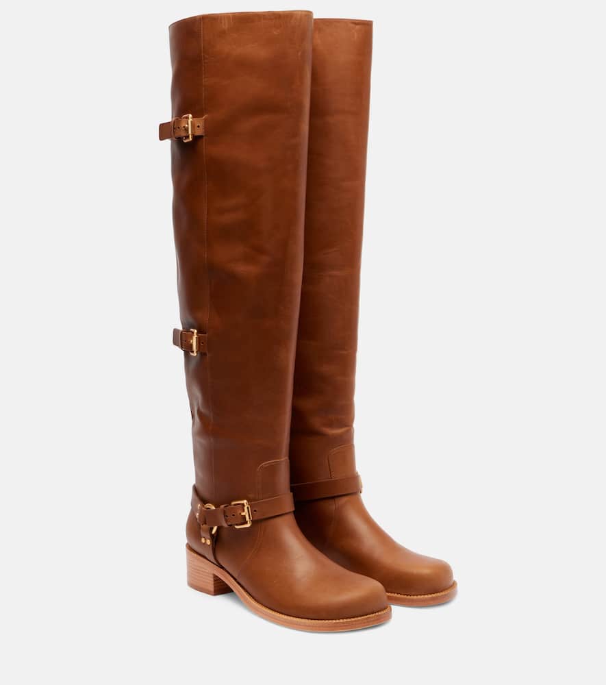 Farm Rio Leather Over-the-knee Boots In Brown