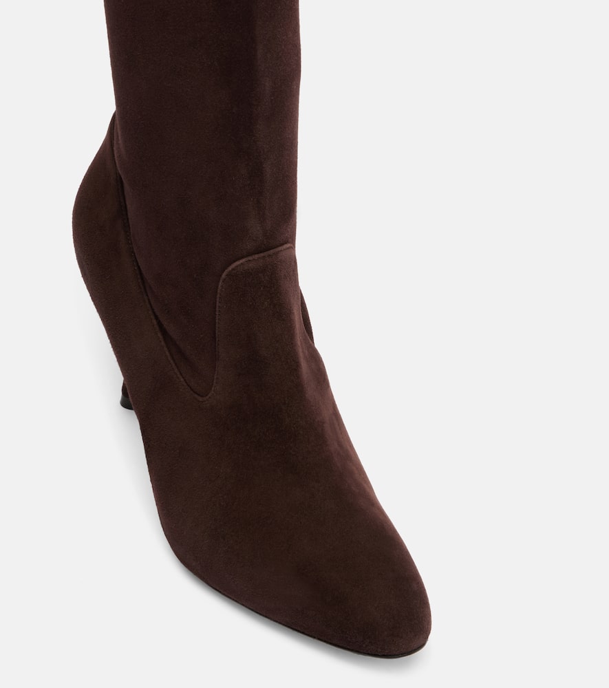 Manolo Blahnik Myconia Suede Knee-high Boots In Brown