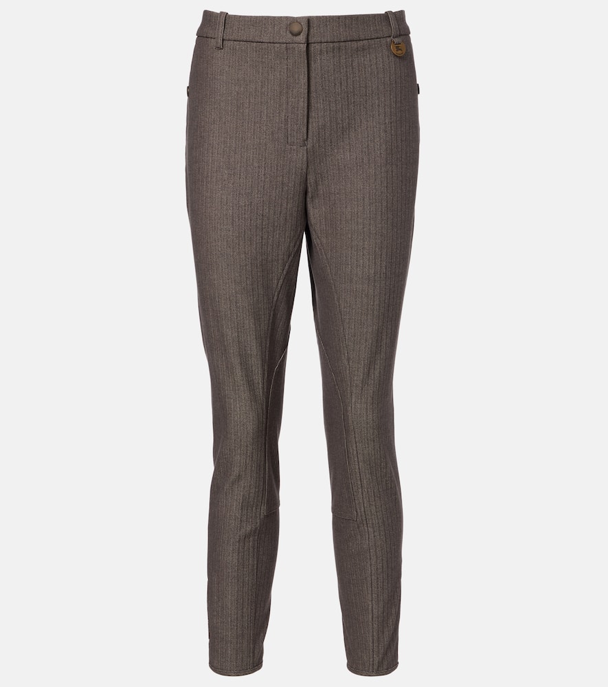 Burberry Striped Cotton-blend Skinny Pants In Brown