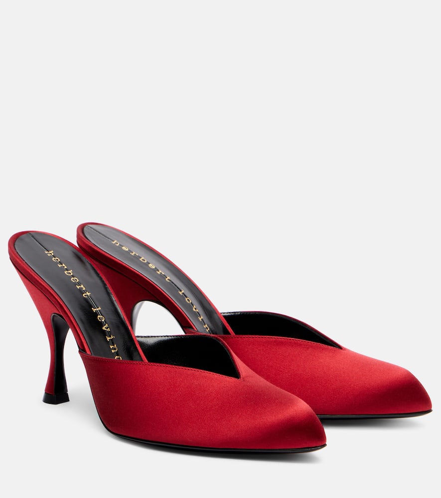 Herbert Levine Sitting Pretty 95 Satin Mules In Red