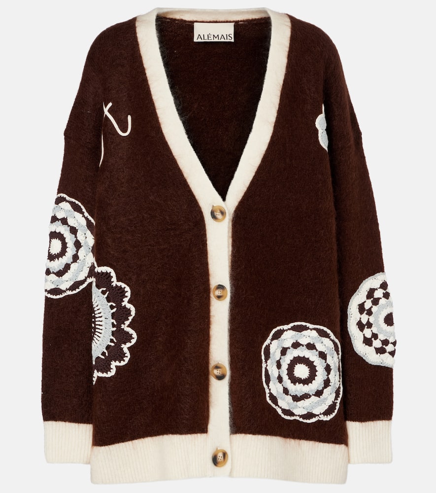Alemais Alémais Crochet-trimmed Cardigan In Brown