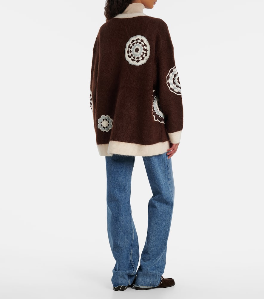 Alemais Alémais Crochet-trimmed Cardigan In Brown