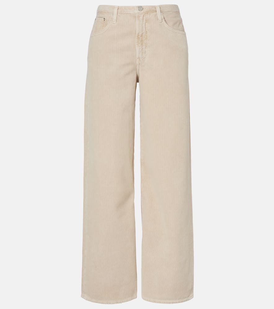 Agolde Keira High-rise Cotton Corduroy Wide-leg Pants In Neutral