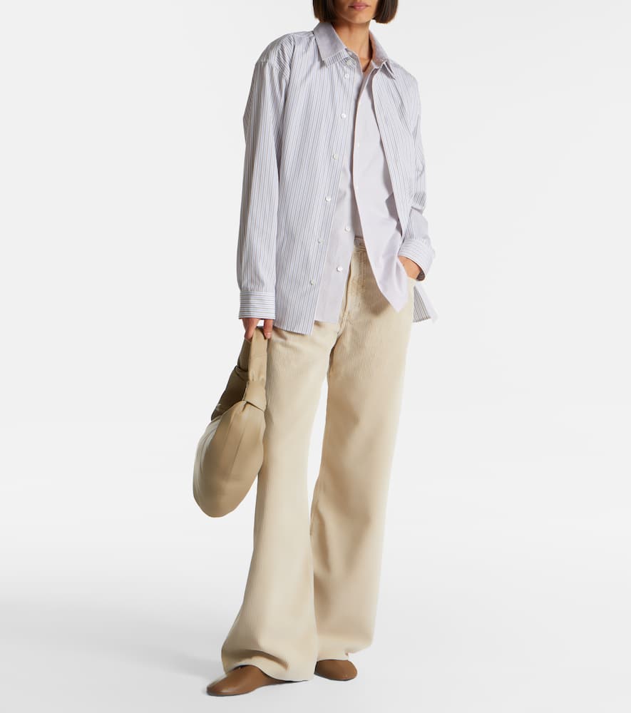 Agolde Keira High-rise Cotton Corduroy Wide-leg Pants In Neutral
