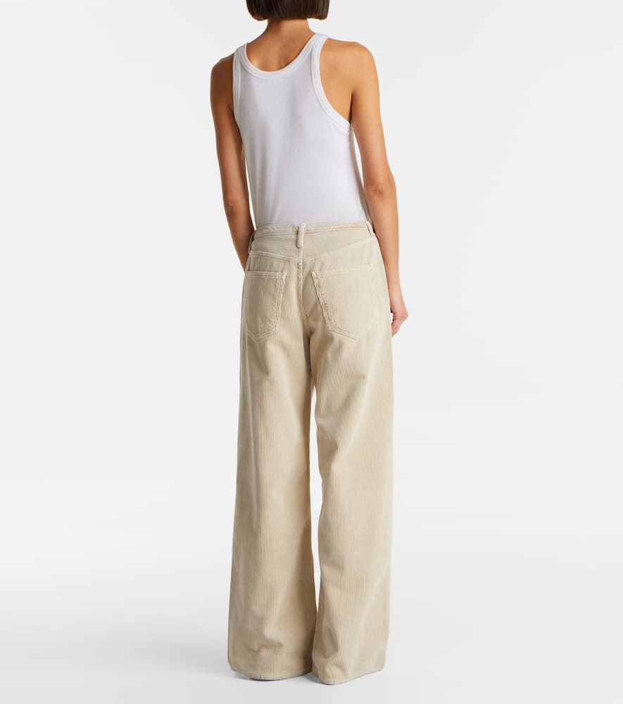 Agolde Keira High-rise Cotton Corduroy Wide-leg Pants In Neutral