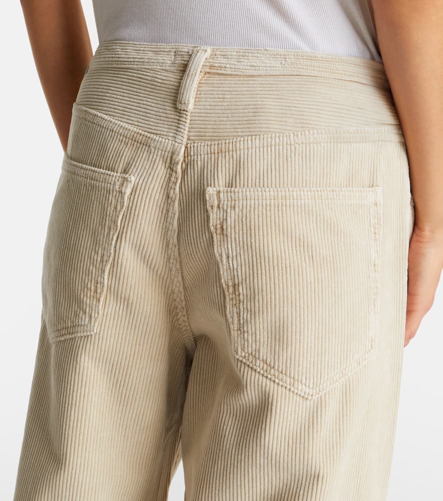 Agolde Keira High-rise Cotton Corduroy Wide-leg Pants In Neutral