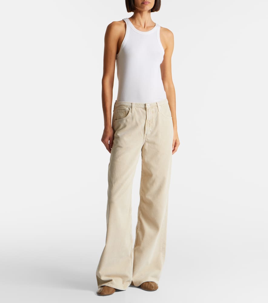 Agolde Keira High-rise Cotton Corduroy Wide-leg Pants In Neutral