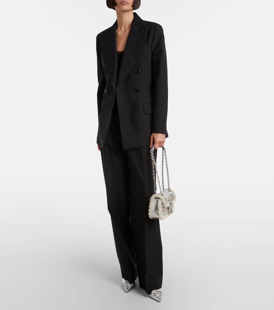 Gucci Gg Marmont Medium Metallic Leather Shoulder Bag In Neutral