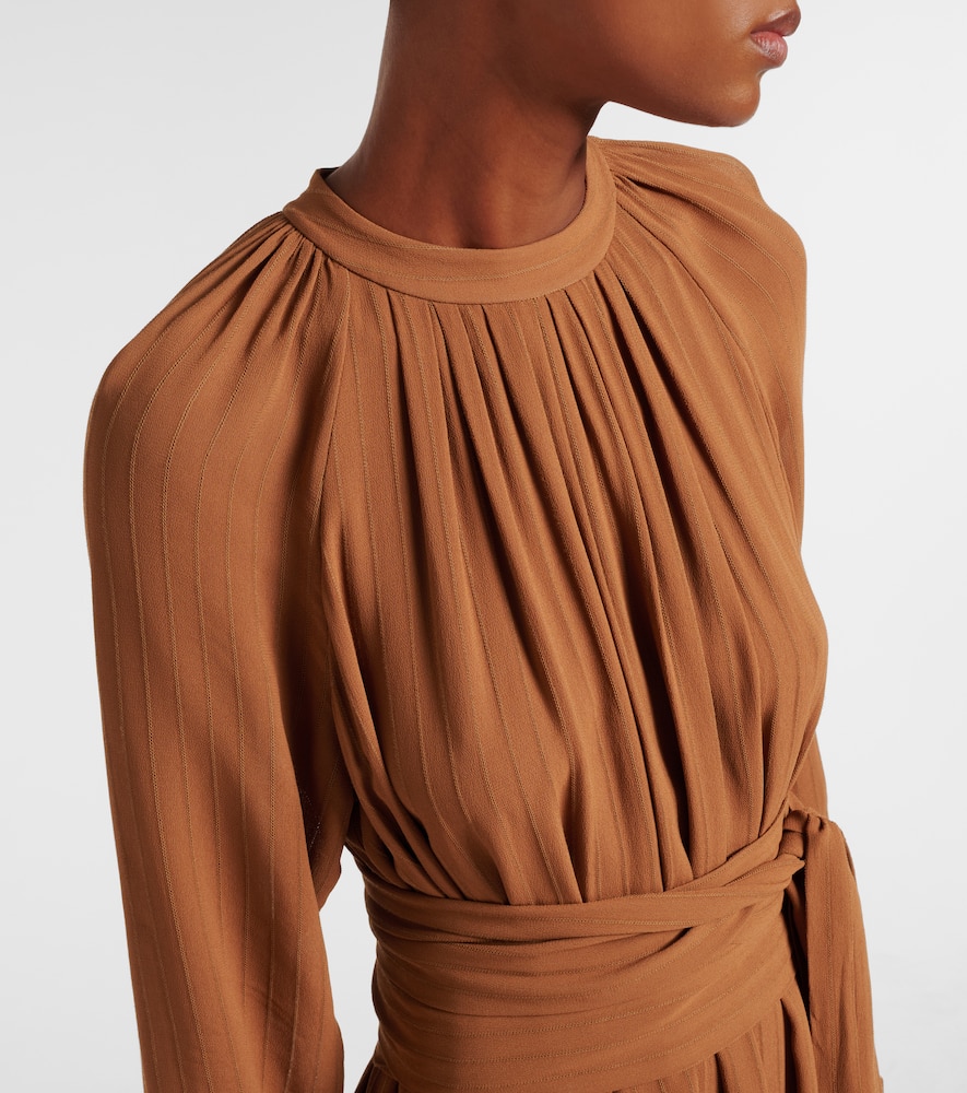 Joseph Pinky Belted Draped Maxi Dress In Brown