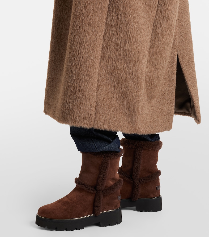 Aquazzura Teddi shearling-trimmed suede ankle boots