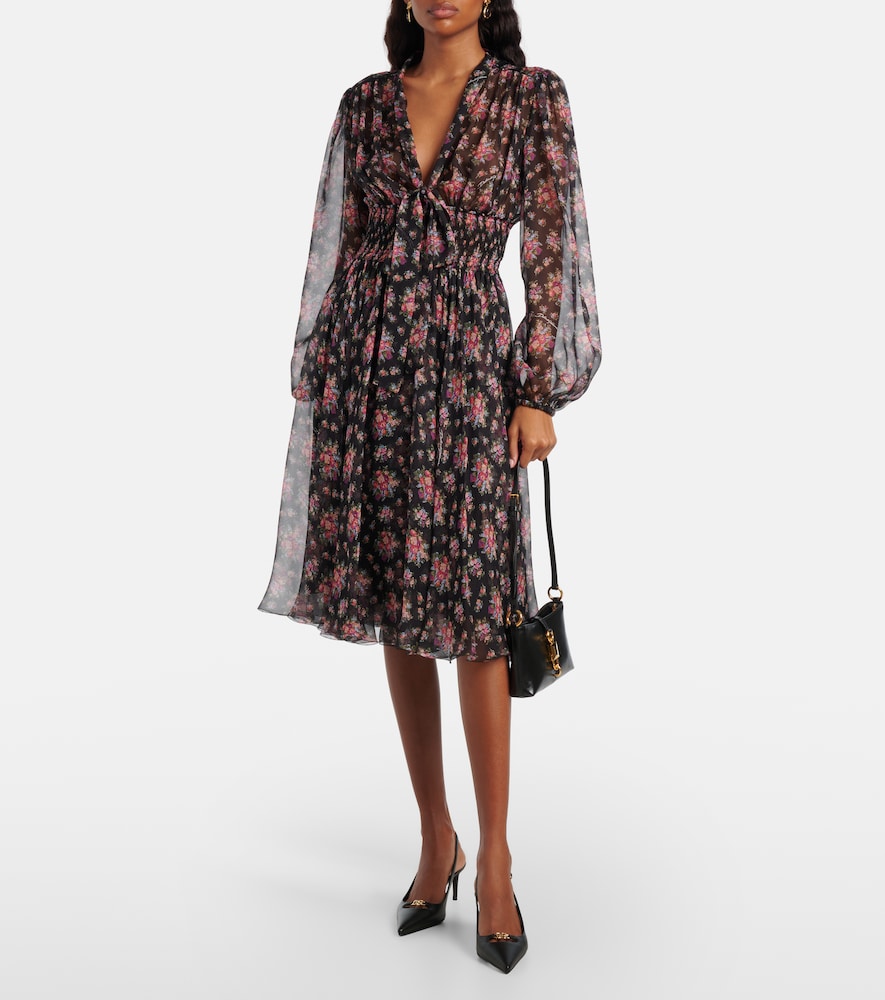 Dolce & Gabbana Floral shirred silk midi dress