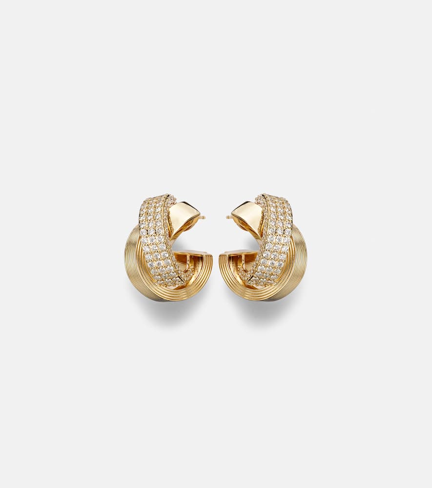 Sydney Evan Tri-link 14kt Gold Hoop Earrings With Diamonds