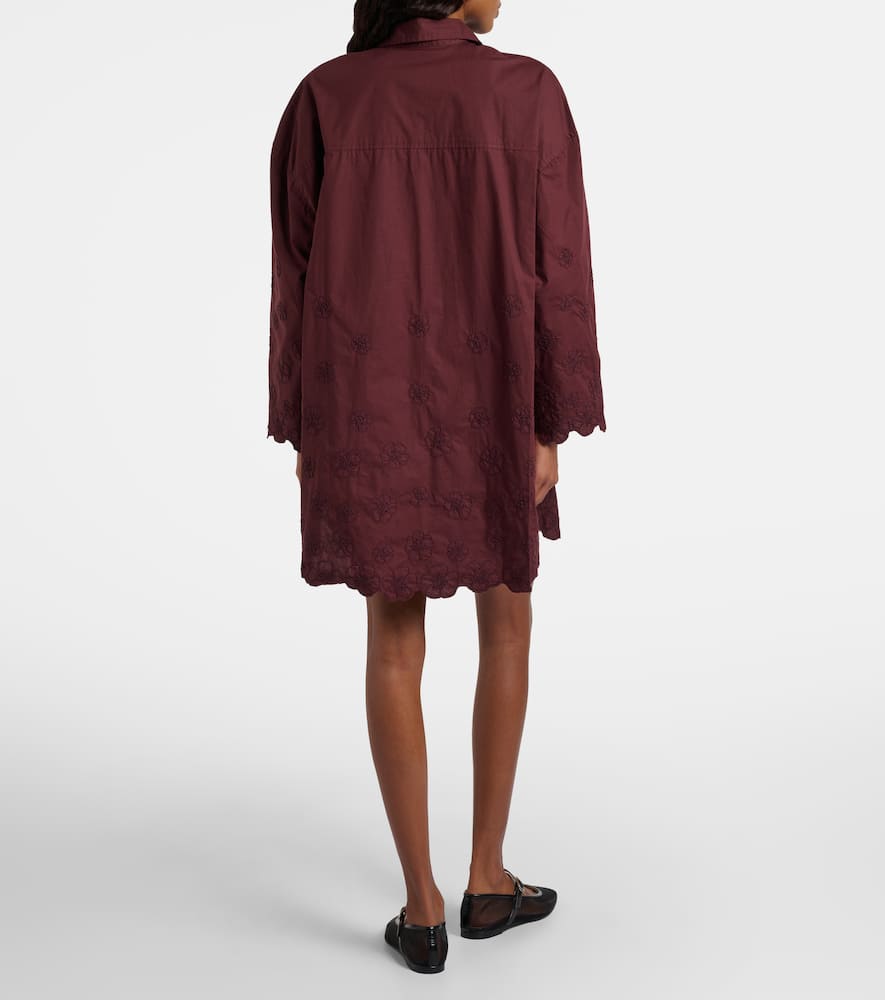 Juliet Dunn Embroidered Cotton Shirt In Red