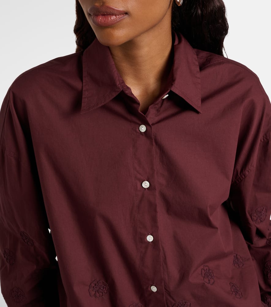 Juliet Dunn Embroidered Cotton Shirt In Red