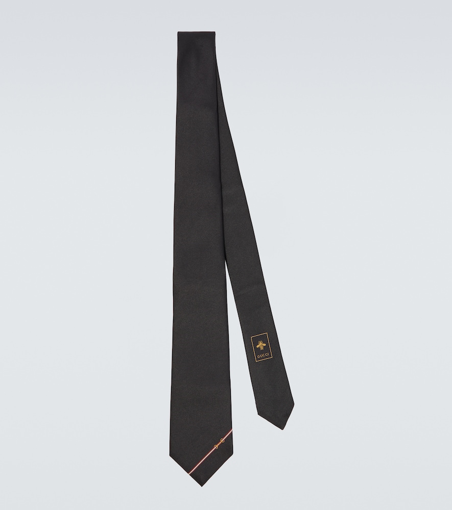Gucci Men's Black Horsebit Silk Jacquard Tie