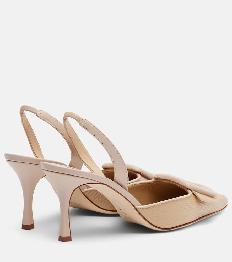 Manolo Blahnik Maysli 70 Leather Slingback Pumps In Sand