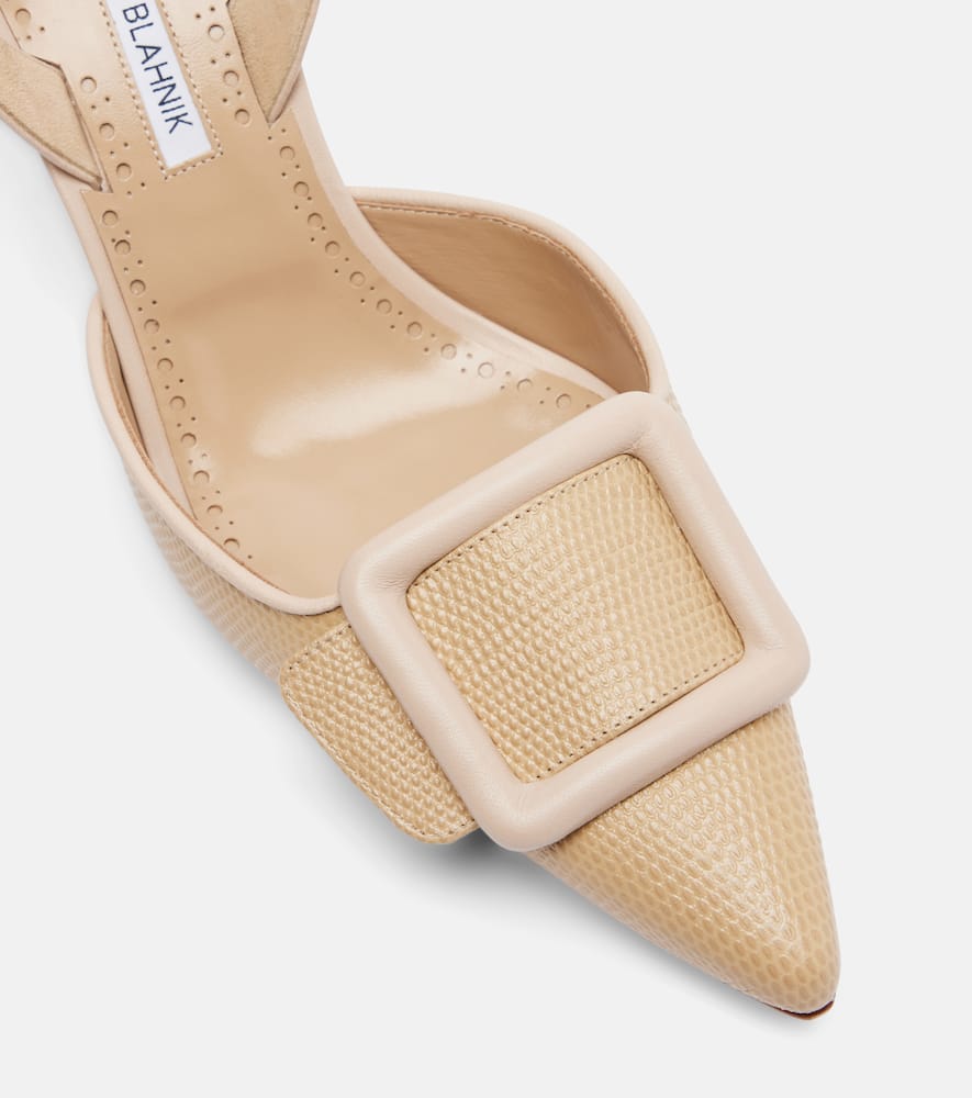 Manolo Blahnik Maysli 70 Leather Slingback Pumps In Sand
