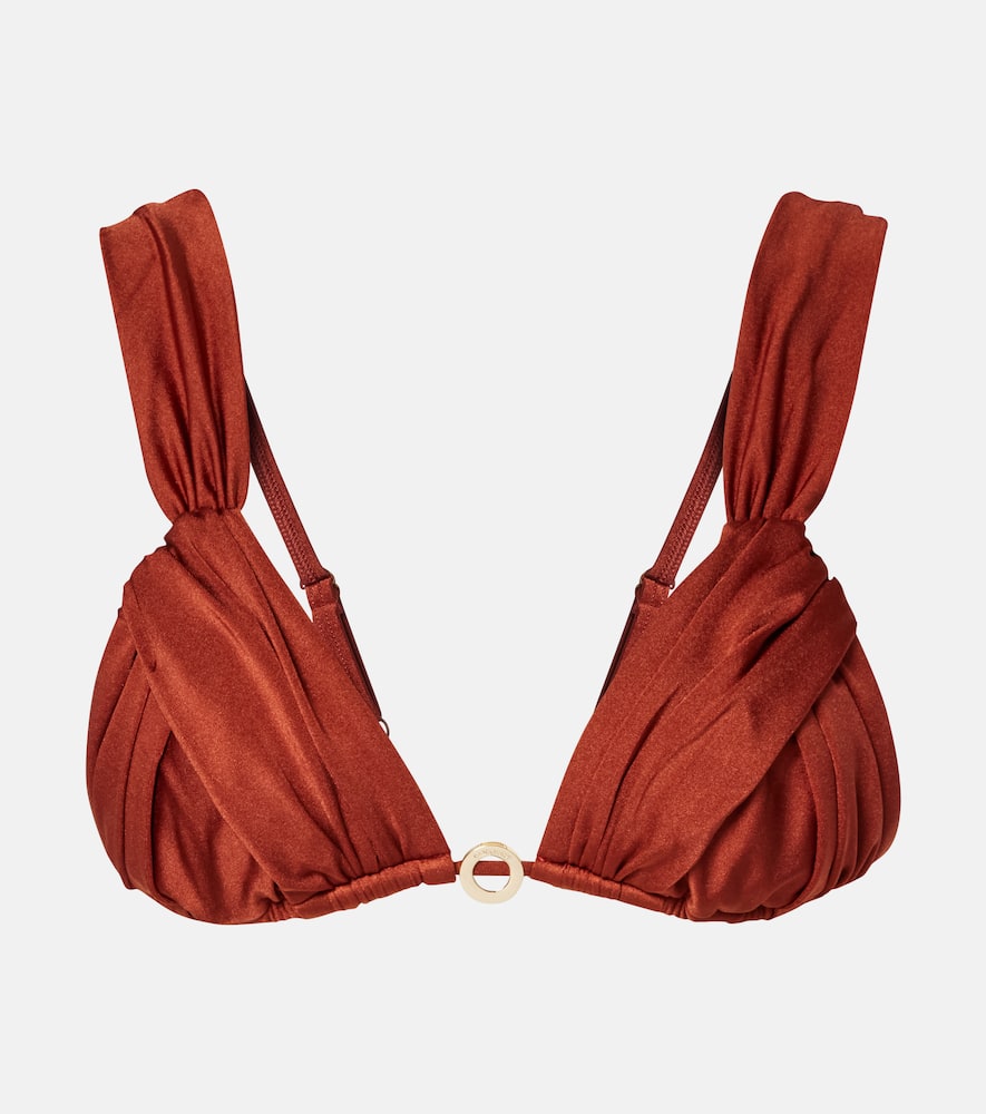 Bananhot Ari Gathered Bikini Top In Brown
