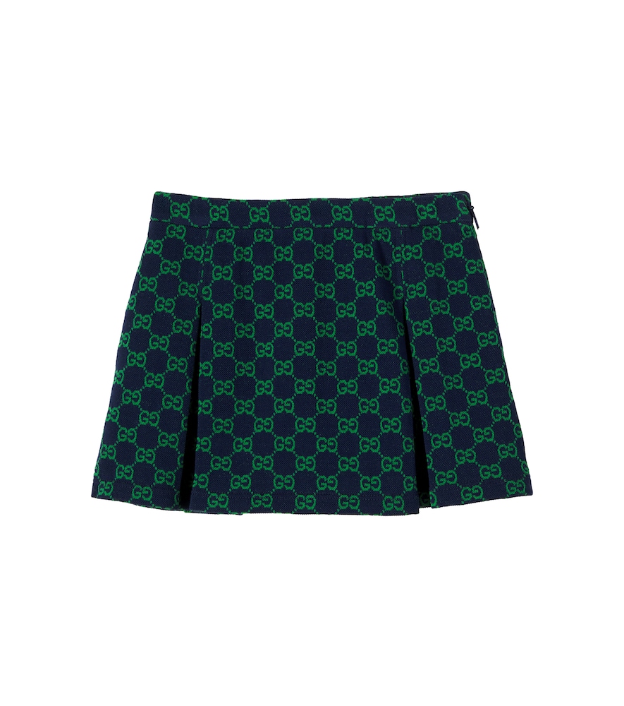 Gucci Kids Blue Gg Pleated Cotton Pique Skirt Y Size 12 - Mytheresa