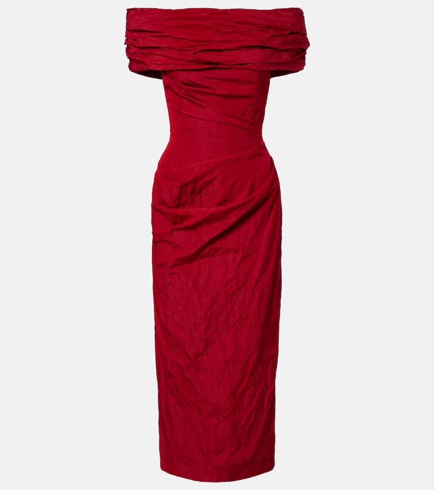 Magda Butrym Off-shoulder draped cotton-blend midi dress