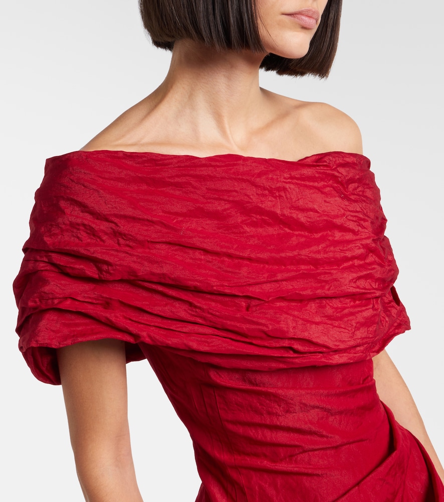  Magda Butrym Magda Butrym Off-shoulder Draped Cotton-blend Midi Dress 