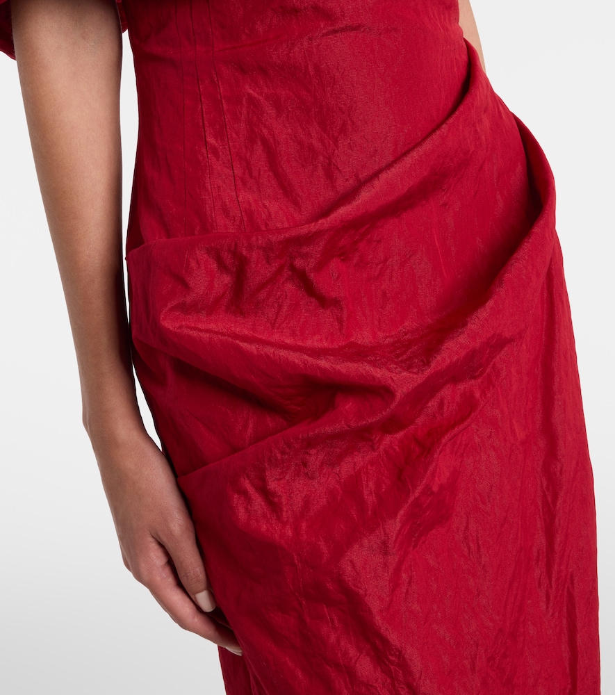  Magda Butrym Magda Butrym Off-shoulder Draped Cotton-blend Midi Dress 